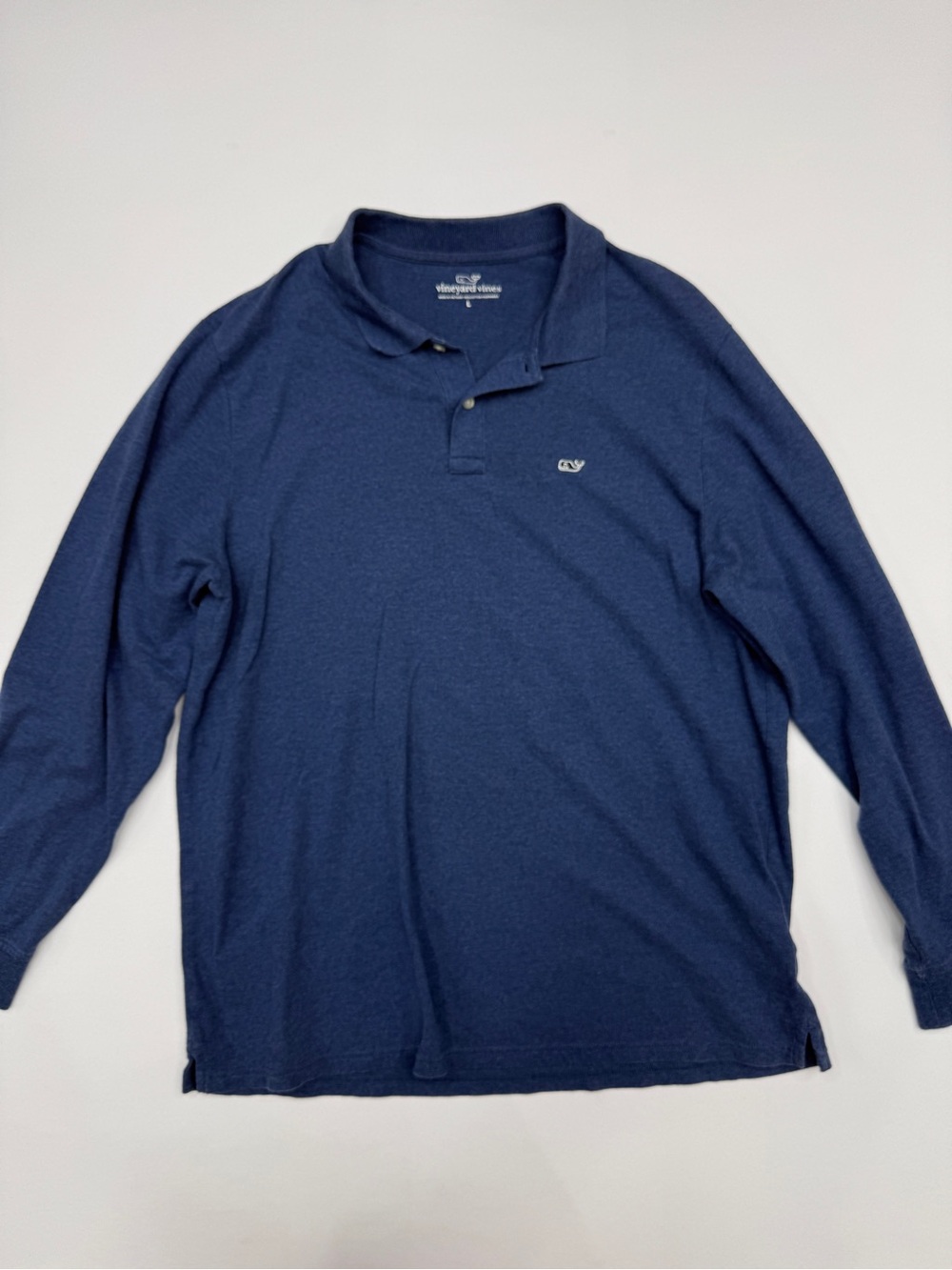 Vineyard Vines Men's Long Sleeve Stretch Pique Polo Shirt Blue Size L